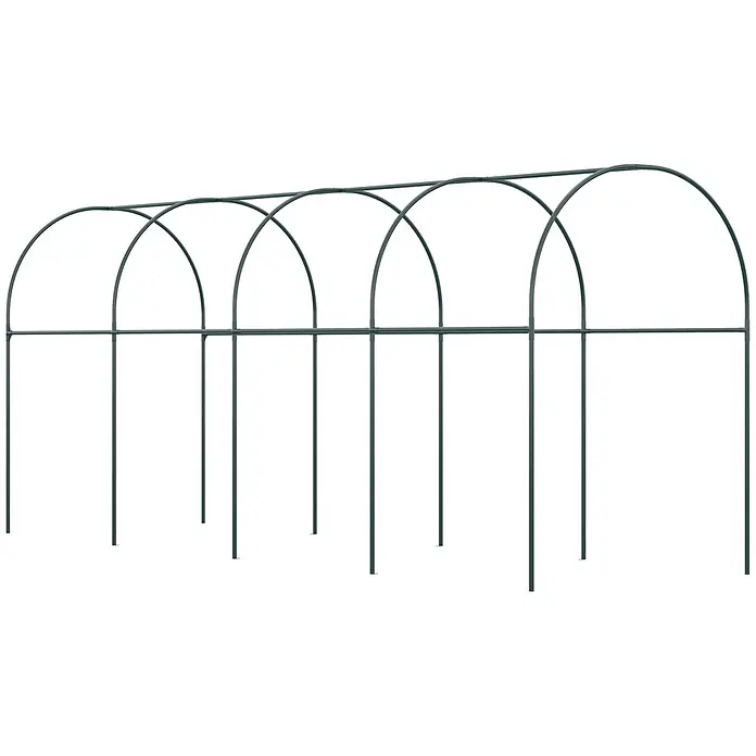 Outsunny Gewächshaus - 400 x 120 cm, Material Seitenwand: Kunststoff, 0,3 mm, Grün - Dunkelgrünes Metallgestell für Gartentunnel, bestehend aus Bogen und Querstreben.