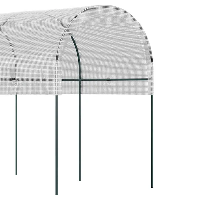 Outsunny Gewächshaus - 400 x 120 cm, Material Seitenwand: Kunststoff, 0,3 mm, Grün - Tunnelgewächshaus mit lichtdurchlässiger Gitterabdeckung und dunkelgrünem Metallgestell.