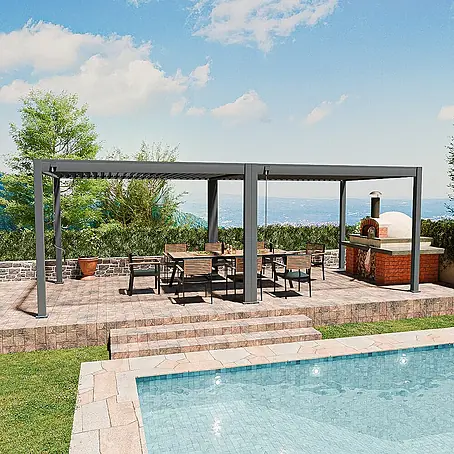 Weide  Pergola Classic Aluminium freistehend 3 x 7,2 M anthrazit