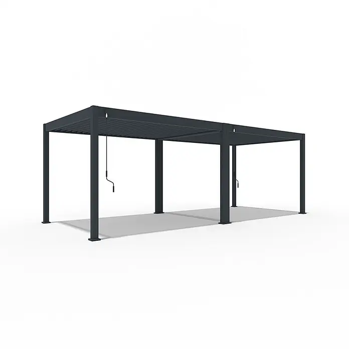 Weide Pergola Classic Aluminium freistehend 3 x 7,2 M anthrazit - B x T: 720 x 300 cm, Farbe Gestell: Anthrazit, Metall - Dunkelgraue Aluminium-Pergola mit verstellbarem Lamellendach und sichtbarer Kurbel.