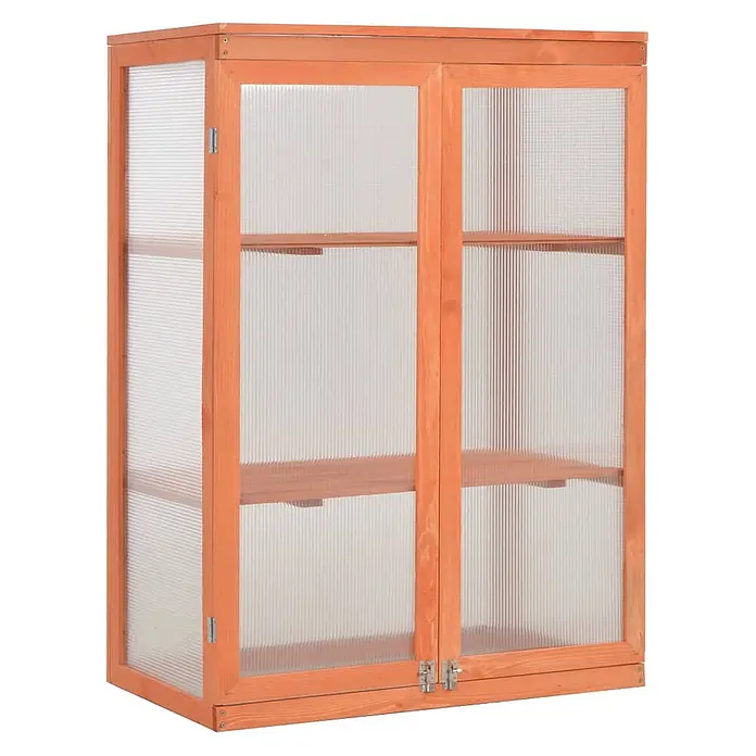 Furnicato Gewächshaus - 75 x 47 cm, Material Seitenwand: Holz, 38 mm, Grau - Kompaktes Mini-Gewächshaus aus Holz mit lichtdurchlässigen Wellplatten und Innenregalen.