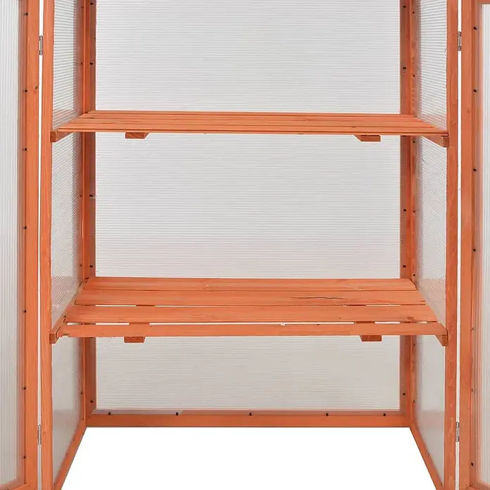 Furnicato Gewächshaus - 75 x 47 cm, Material Seitenwand: Holz, 38 mm, Grau - Gewächshaus aus Holz mit transparenten Paneelen und zwei Lattenrosten.