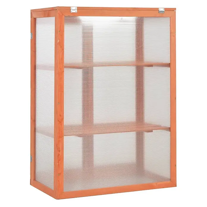 Furnicato Gewächshaus - 75 x 47 cm, Material Seitenwand: Holz, 38 mm, Grau - Holz-Minigewächshaus mit durchsichtigen Wellplatten und Innenregalen.