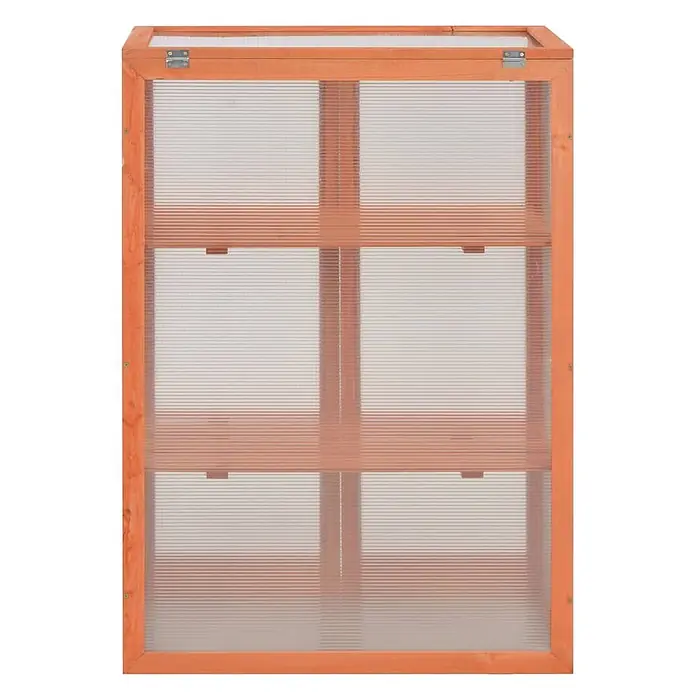 Furnicato Gewächshaus - 75 x 47 cm, Material Seitenwand: Holz, 38 mm, Grau - Mini-Gewächshaus aus Holz mit transparenten, gewellten Polycarbonatplatten und einem Klappdeckel.