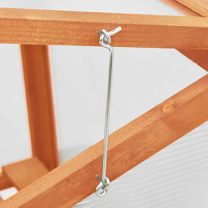 Furnicato Gewächshaus - 60 x 45 cm, Material Seitenwand: Holz, 38 mm, orange - Glänzender silberner Haken-und-Ösen-Verschluss sichert zwei Holzbalken.