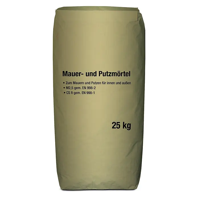 Mauer- & Putzmörtel - 25 kg - Hellbrauner Sack Mauer- und Putzmörtel, 25 kg.