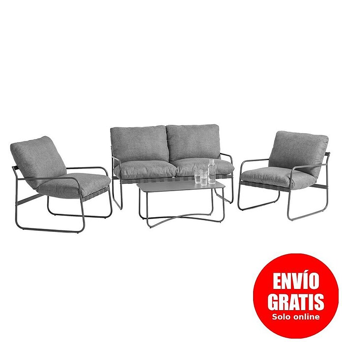 Conjunto de muebles Theodor (4 pzs., Acero/Poliéster, Antracita) | BAUHAUS
