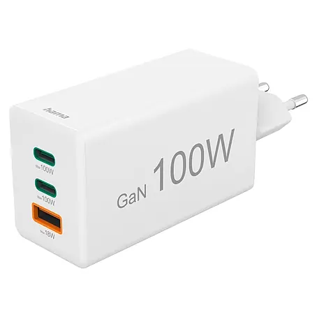 Hama  Schnellladegerät 00201997 GaN 2x USB-C 1x USB-A Mini-Ladegerät PD 100 W