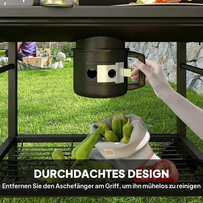 Outsunny Smoker -  - Hand entfernt schwarzen Aschefänger mit Metallgriff unter dem Grill zur einfachen Reinigung.