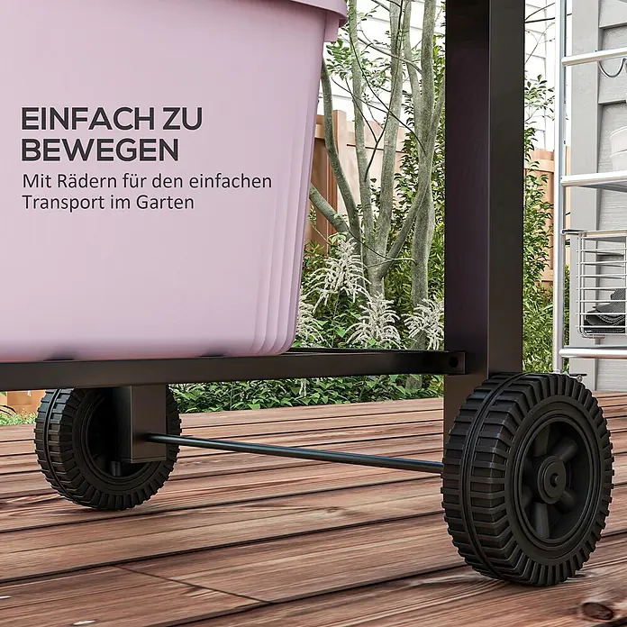 Outsunny Smoker -  - Rosa Pflanzgefäß auf Rollen für einfachen Transport im Garten.