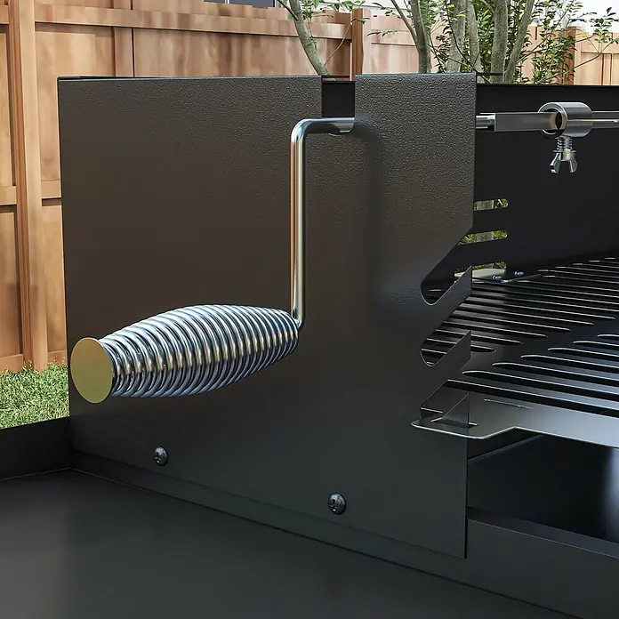Outsunny Holzkohlegrill - Durchmesser Grillfläche: 70 cm, Schwarz - Schwarzer Metall-BBQ-Grill mit verchromtem Wendegriff, Drehspieß und sichtbaren Rosten.