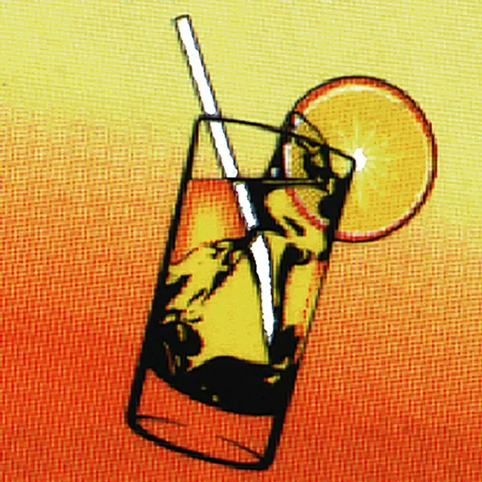 Flagge - Motiv: Cocktail, B x H: 30 x 45 cm, Spunpolyester - Ein erfrischendes Getränk mit Eiswürfeln, Strohhalm und Orangenscheibe. Perfekt für heiße Tage!
