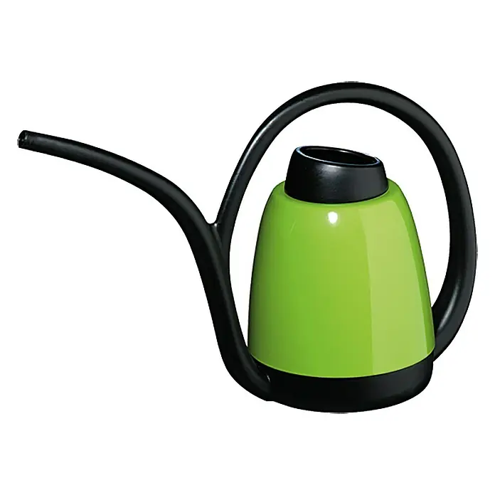 Geli Gießkanne Fashion - Mintgrün, 1,4 l - Eine grüne Gießkanne mit einem schwarzen Griff und Auslauf, ideal für Zimmerpflanzen und kleine Gärten.