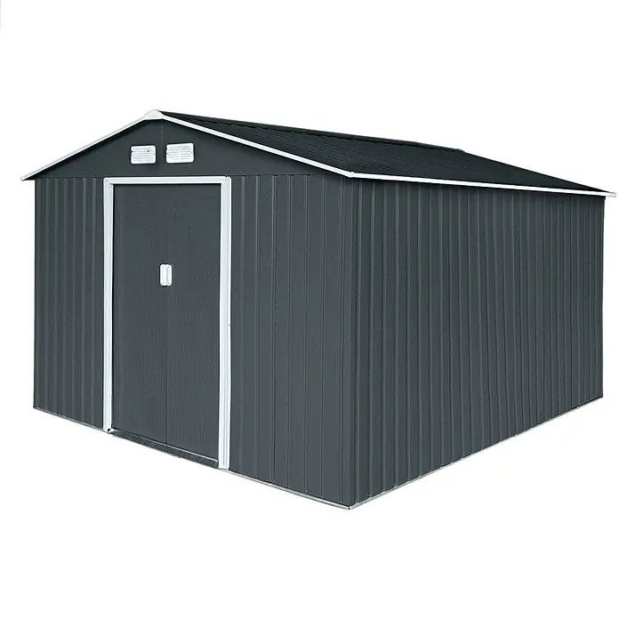 HATTORO Gerätehaus S300 - Außenbreite inkl. Dachüberstand: 277 cm, Außentiefe inkl. Dachüberstand: 319 cm, Stahl, Anthrazit