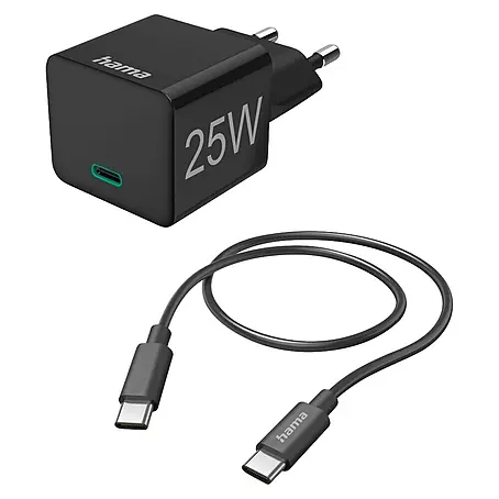 Hama  USB-Kabel 00201623 mit Ladekabel USB-C Mini-Ladegerät PD 25 W