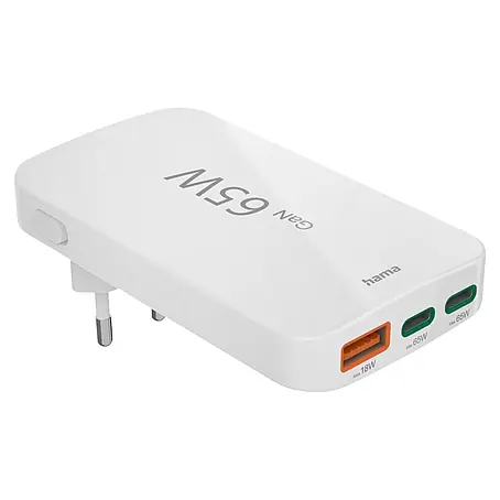Hama  Schnellladegerät 00201976 2x USB-C 1x USB-A flaches Mini PD 65 W WS