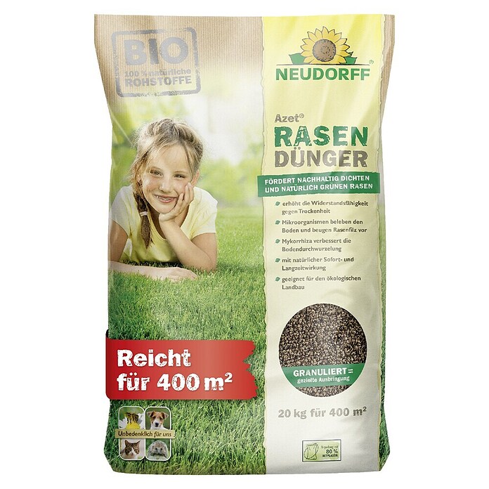 Neudorff Azet Rasendünger (20 kg, Inhalt ausreichend für ca.: 400 m²)