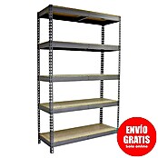 Simonrack Ecoforte Estantería para cargas pesadas Chipboard (Al x An x Pr: 200 x 180 x 75 cm, Capacidad de carga por balda: 400 kg, Número de baldas: 5 ud., Inserción, Gris/Madera) | BAUHAUS
