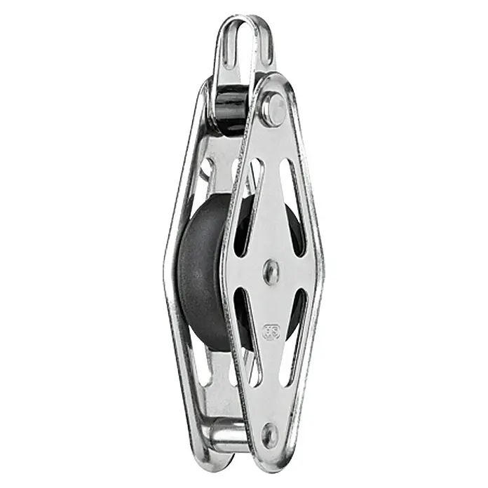 Sprenger Block - 10 mm, Bruchlast: 850 kg, Hundsfott, Gleitlager, 35 x 11 mm, Arbeitslast: 212 kg - Einzelner Segelblock mit Bügel aus Edelstahl und schwarzer Rolle für reibungslose Funktion und hohe Belastbarkeit.