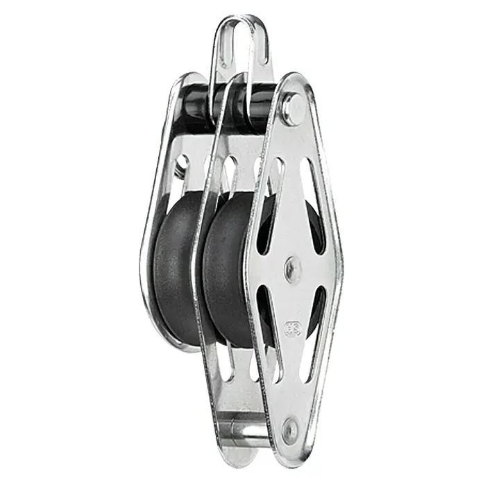 Sprenger Block - 10 mm, Hundsfott, Gleitlager, 35 x 11 mm, Arbeitslast: 212 kg, 2 Rollen - Doppelblock mit Bügel aus Edelstahl für Segelboote, ideal für vielfältige Anwendungen im maritimen Bereich.