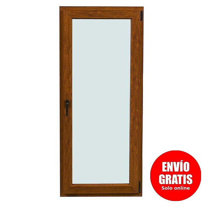 Oknum Balconera practicable de PVC (90 x 200 cm, Apertura: Derecha, Roble oscuro)
