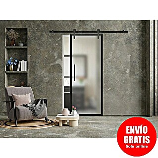 Puerta corredera de vidrio Yumei (95 x 210 cm, Vidrio templado, Guía vista tubular)