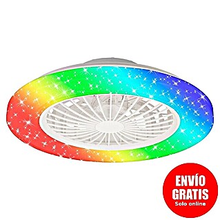 Briloner Ventilador de techo Tuuletin (Blanco, 48 W, 48,5 cm, Cielo estrellado)
