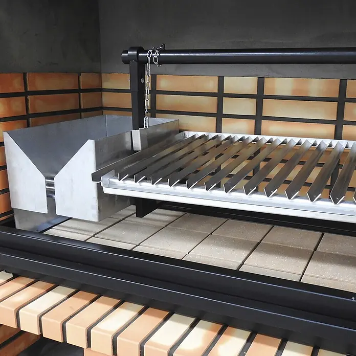Movelar Pan American Holzkohlegrill - Schwarz/Orange - Verstellbarer Edelstahl-V-Rost Grilleinsatz mit Fettauffangschale für den Grill.