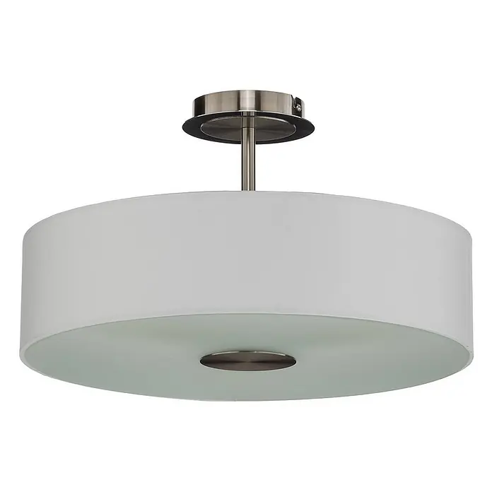Lindby Deckenleuchte Josia - weiß / opal, E27 - Weiße Trommeldeckenleuchte mit gebürsteten Nickelakzenten und mattem Diffusor.