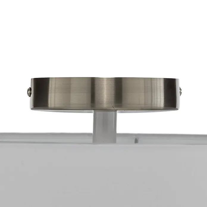 Lindby Deckenleuchte Sebatin - L x B x H: 40 x 40 x 17 cm, weiß / opal, E27 - Gebürstete Metall-Leuchtenabdeckung mit sichtbaren Schrauben über weißem Diffusor.