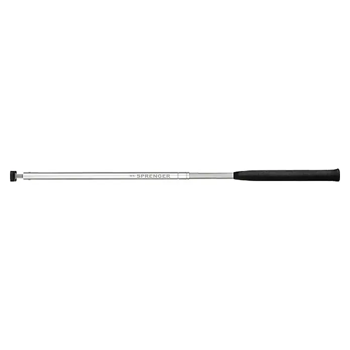 Sprenger Pinnenverlängerung - 90 cm - 140 cm, Gummigelenk, Aluminium, Teleskopierbare Pinne - Bild eines ausziehbaren Sprenger-Trainingssticks mit silbernem Schaft und schwarzem Griff für Hunde.