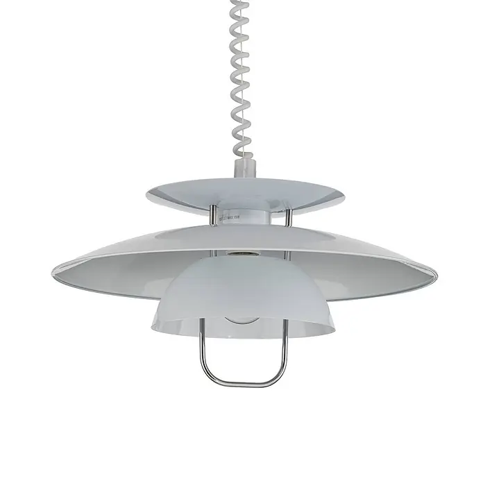 Lindby Pendelleuchte Nadija - L x B x H: 43 x 43 x 22 cm, weiß / opal, weiß, E27 - Weiße, mehrschichtige Pendelleuchte mit Spiralkabel und integriertem Diffusor.