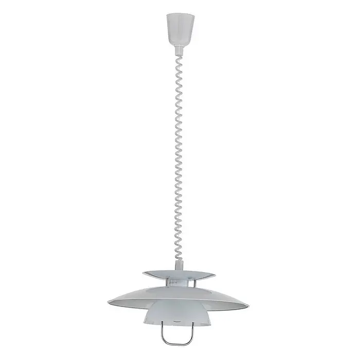 Lindby Pendelleuchte Nadija - L x B x H: 43 x 43 x 22 cm, weiß / opal, weiß, E27 - Weiße mehrschichtige Pendelleuchte mit Spiralkabelaufhängung.