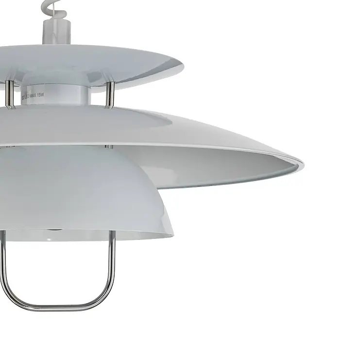Lindby Pendelleuchte Nadija - L x B x H: 43 x 43 x 22 cm, weiß / opal, weiß, E27 - Weiße mehrschichtige Pendelleuchte für E27 LED-Lampen, mit Chromdetails.