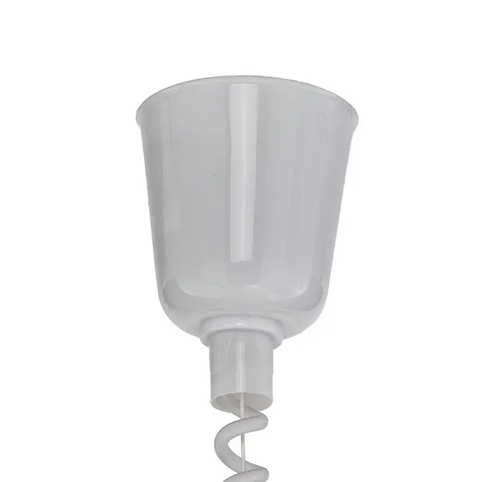Lindby Pendelleuchte Nadija - L x B x H: 43 x 43 x 28 cm, alu / grau / zink, grau, weiß, E27 - Weißer, konischer Deckenbaldachin mit spiralförmigem Kabel.