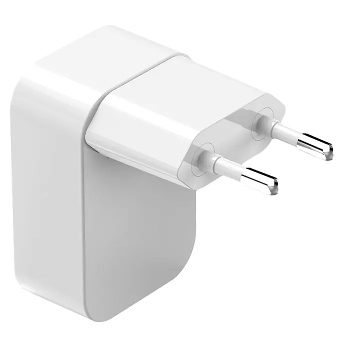 Hama Schnellladegerät 00201954 GaN 1x USB-C faltbares PD 30 W - Weiß - Weißes Kunststoff-EU-Netzteil mit zwei runden Stiften.