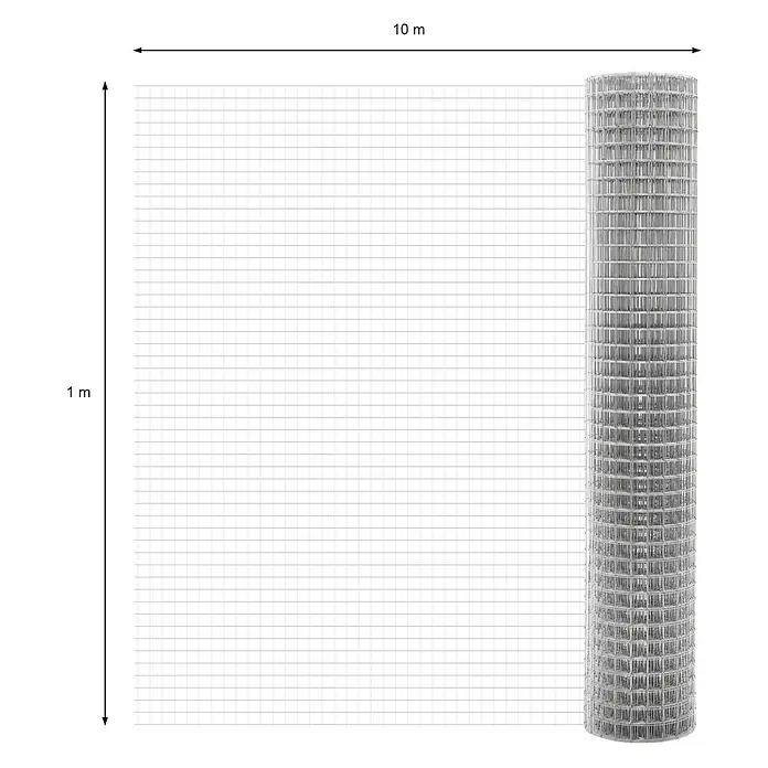 ECD Germany Maschendrahtzaun Grau Maschendrahtzaun 1x10 m Maschengröße 25x25mm Drahtstärke 1,2 mm - Grau - Rolle aus silbernem Drahtgeflecht mit quadratischem Gitter, ausgerollt 1m hoch x 10m lang.