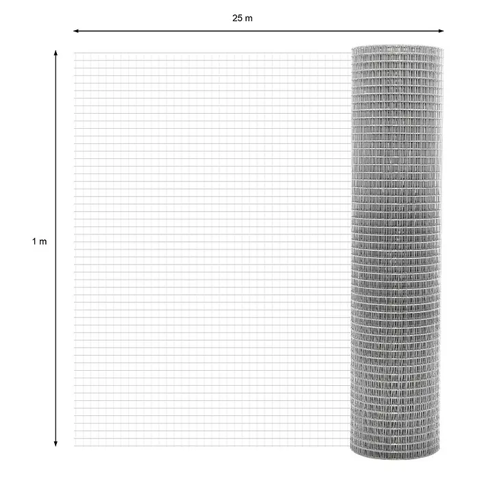 ECD Germany Maschendrahtzaun Grau Maschendrahtzaun 1x25 m Maschengröße 25x25mm Drahtstärke 0,9 mm - Grau - Drahtgitterrolle, 1m hoch, 25m lang, für Zaun und Garten.