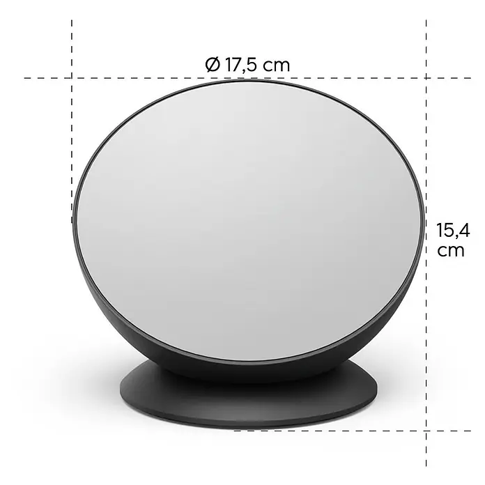 Hama Deko-Tischleuchte RGBW - Schwarz - Schwarzer runder Kosmetikspiegel auf Standfuß, Ø 17,5 cm, Höhe 15,4 cm.