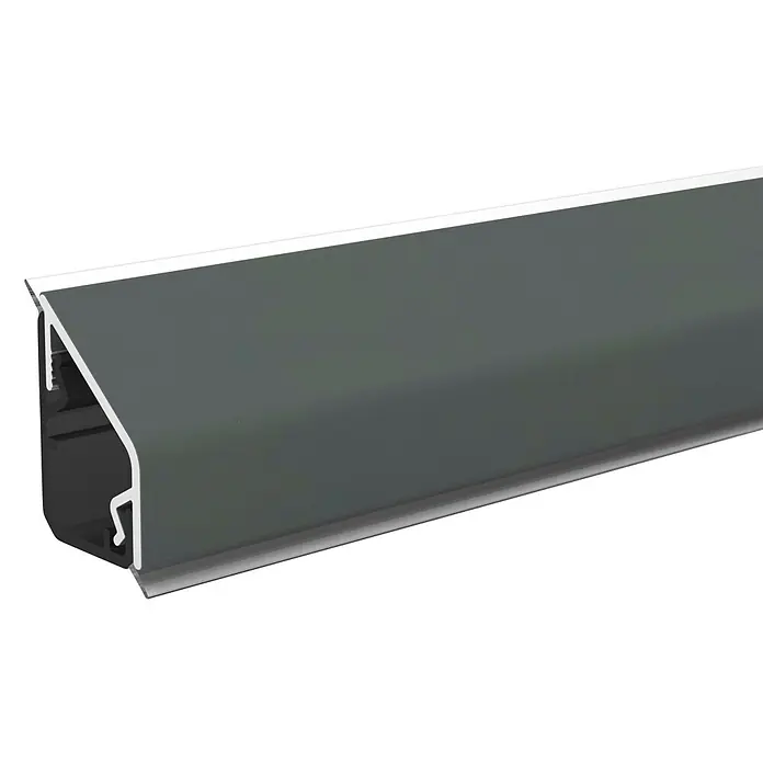 CUCINE Wandabschlussprofil Design - 300 x 2 x 2 cm, Basal Grau - Dunkelgraues Aluminiumprofil mit silberner Oberkante.