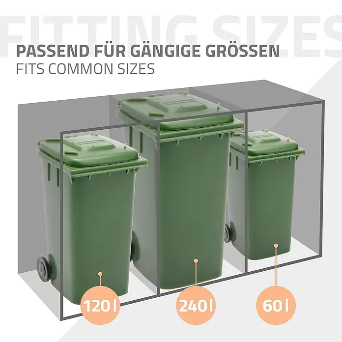 ML-Design Mülltonnenbox Mülltonnenbox 1er 240L 68x80x120cm Anthrazit Klappdeckel - Stahl, Anthrazit, Geeignet für Anzahl Mülltonnen: 1 Stk. - Drei grüne Mülltonnen in gängigen Größen 120l, 240l, 60l.