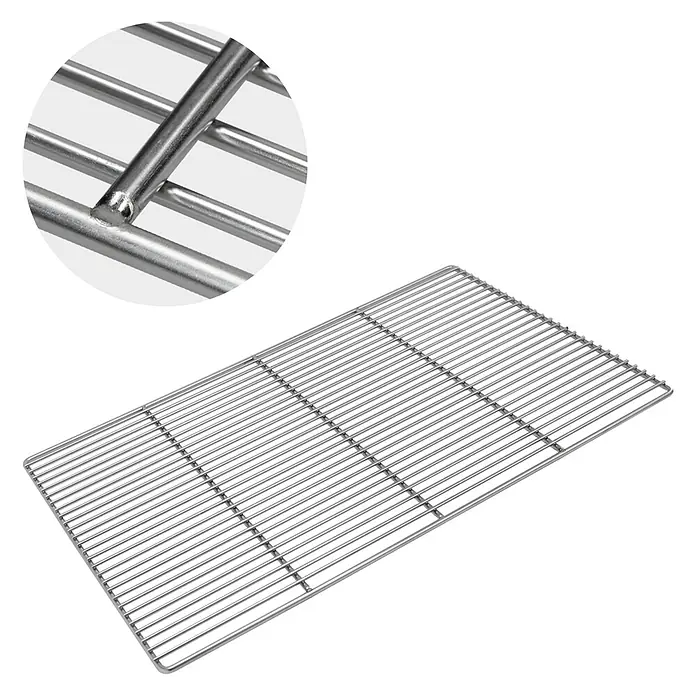 ECD Germany Grillrost Grillplatte 60x40cm Rechteckig für Gasgrill Holzkohlegrill Feuerstelle -  - Rechteckiger Edelstahl-Kuchengitter mit eng beieinander liegenden parallelen Stäben und stabiler Schweißkonstruktion.