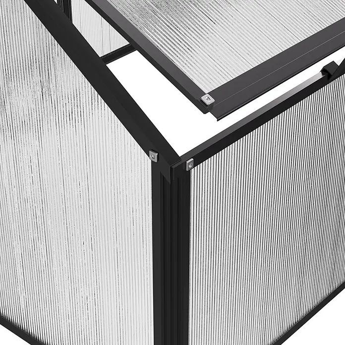 Vitavia Frühbeet Gaia Jumbo - L x B x H: 119,3 x 83,1 x 71,9 cm, Schwarz, Polycarbonat - Dunkler Metallrahmen mit feinen transparenten Gitterplatten und Eckbefestigungen.