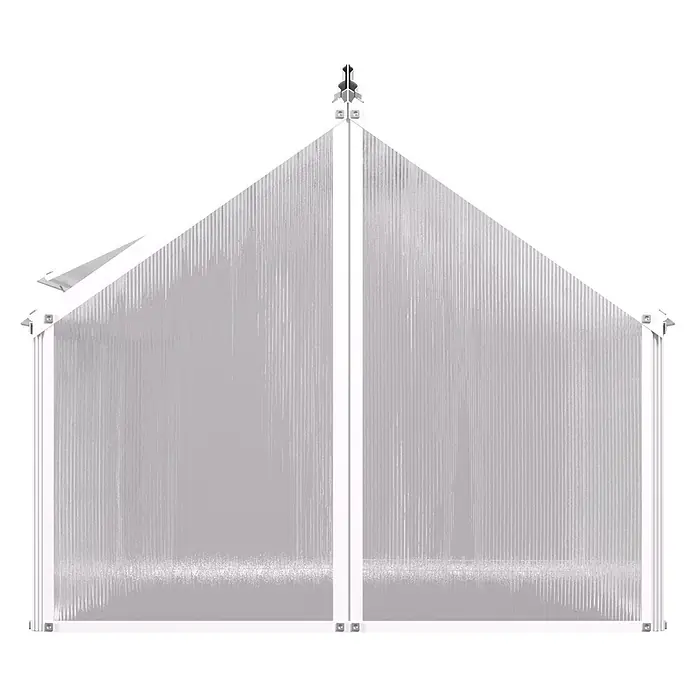 Vitavia Frühbeet Gaia Jumbo - L x B x H: 119,3 x 83,1 x 71,9 cm, Silber, Polycarbonat - Weiße Gewächshaus-Giebelwand mit durchscheinender, geriffelter Polycarbonatverglasung.