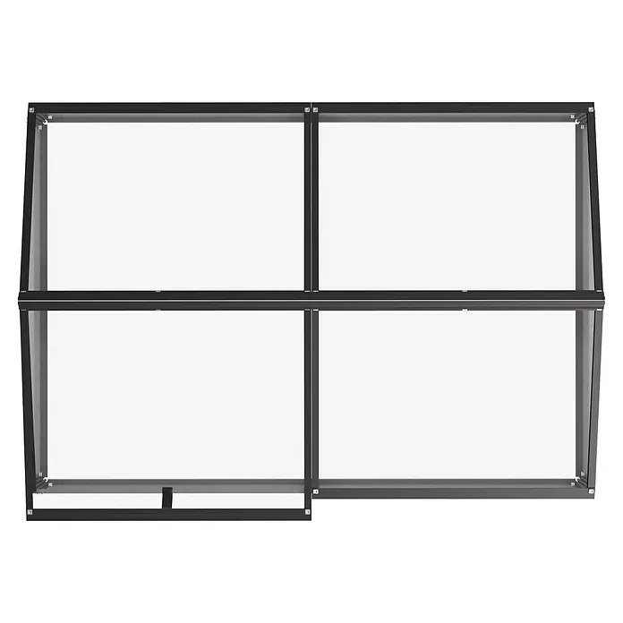 Vitavia Frühbeet Gaia Jumbo - L x B x H: 119,3 x 83,1 x 71,9 cm, Schwarz, Sicherheitsglas - Dunkelgrauer Metallrahmen für modulare Regale mit zwei Ebenen und zwei Spalten.