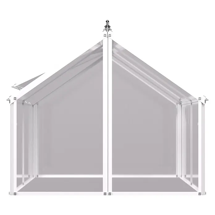 Vitavia Frühbeet Gaia Jumbo - L x B x H: 119,3 x 83,1 x 71,9 cm, Silber, Sicherheitsglas - Weißes Metallgestell eines kleinen Gewächshauses mit transparenten Paneelen und Spitzdach.