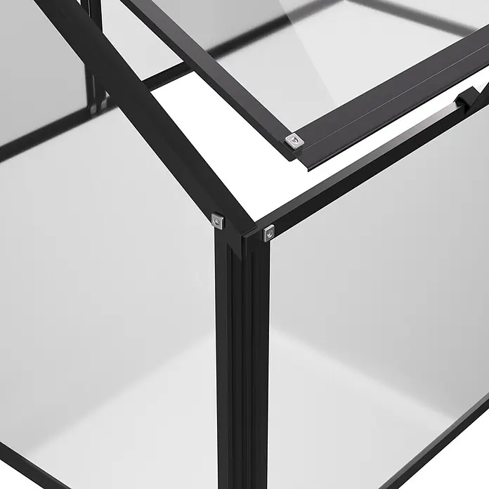 Vitavia Frühbeet Gaia Jumbo - L x B x H: 119,3 x 83,1 x 71,9 cm, Schwarz, Sicherheitsglas - Schwarzer Metallrahmen für Gehäuse mit transparenten Netzplatten.