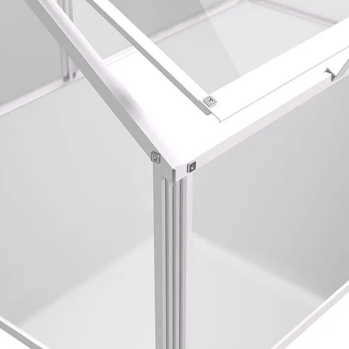 Vitavia Frühbeet Gaia Jumbo - L x B x H: 119,3 x 83,1 x 71,9 cm, Silber, Sicherheitsglas - Weißer modularer Metallrahmen mit Eckverbindern.