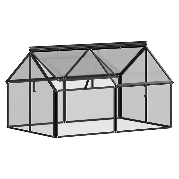 Vitavia Frühbeet Gaia Jumbo - L x B x H: 119,3 x 83,1 x 71,9 cm, Schwarz, Sicherheitsglas - Kompaktes Gewächshaus mit schwarzem Rahmen und transparenten Paneelen, mit Dachluke zur Belüftung.