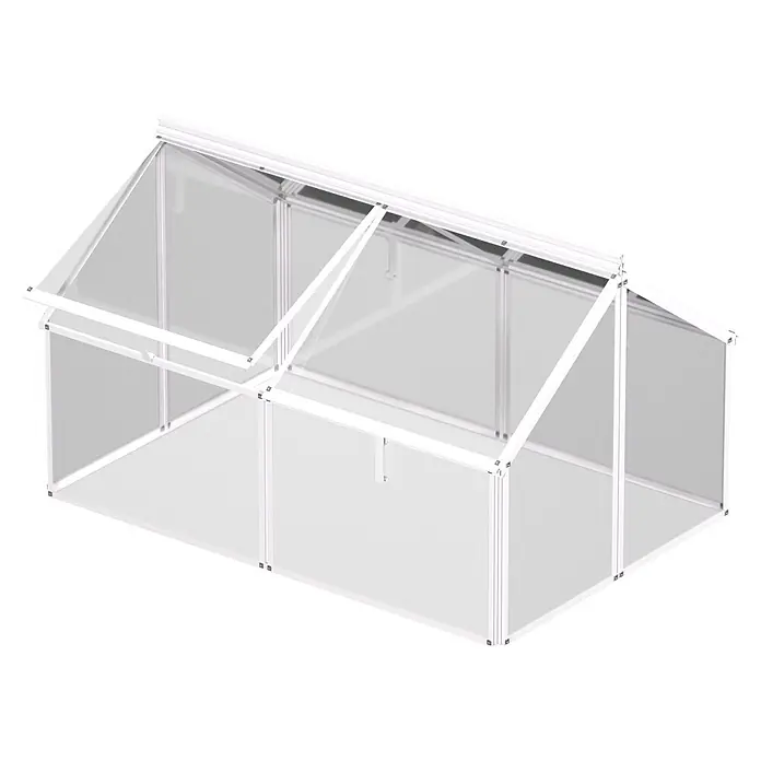 Vitavia Frühbeet Gaia Jumbo - L x B x H: 119,3 x 83,1 x 71,9 cm, Silber, Sicherheitsglas - Weißes Aluminium-Gewächshausgestell mit transparenten Wand- und Dachpaneelen.